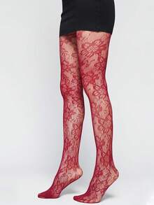 Sexy Lace Pattern Leggings - Sheer Hollow Out Slim Fit Tights, Fashionable Sheer Pantyhose For Women - Multicolor - View 5