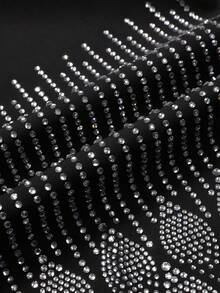 1pc Woven Fabric Rhinestone Embellished Robe, Suitable For Ramadan, Eid Al-Fitr, Eid Al-Adha, Friday Prayers, Weddings, Family Celebrations, National Holidays And Cultural Festivals, Spring/Autumn - Black - View 7