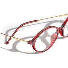 VISOONE - Gafas ovaladas con bloqueo de luz azul para mujer, lentes pequeñas y ligeras con marco de metal, MONA - Rojo Borgoña - Ver 4
