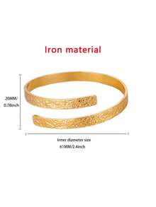 1pc Minimalist Textured Wrap-Around Bracelet, Available In Gold/Silver Color, Iron Material, Adjustable Opening, Fashionable Accessory For Men And Women - Multicolor - View 20