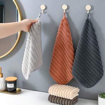 5pcs Ultra Soft Quick Dry Hand Towels - Highly Absorbent, Skin-Friendly Coral Fleece, Multipurpose 11.8" X 11.8", Suitable For Kitchen, Bathroom, Dining Room, Outdoor