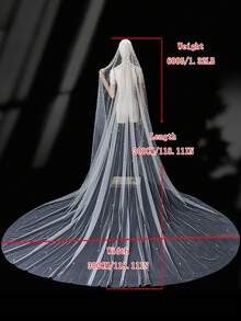 1件3米*3米珍珠新娘头纱，带梳子，法式风格，适合婚纱，曼蒂拉式头纱，也适合西式教堂婚礼 - 乳白色珍珠款 - 查看 10