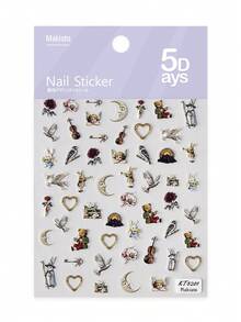 5D Relief Easter Cartoon Rabbit Nail Art Sticker - With Self-Adhesive DIY Nail Sticker With Rabbit, Flower, And Bear Patterns, Suitable For Easter Nail Festival Nail Accessories - Multicolor - View 8