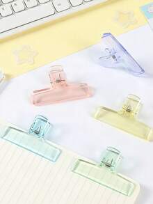 6/4/1pcs Transparent Plastic Acrylic Clip-On Stationery, Student Supplies, Jelly Clips, Multi-Functional Photo Clips, Creative Office Supplies, Exam Paper Clips, Invoice/Document Organizer, School Supplies - Multicolor - View 3