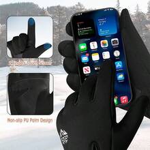 Gants d'hiver imperméables pour hommes et femmes, chauds pour la course, le cyclisme, le ski, convenant aux temps froids, fabriqués dans un matériau chaud et coupe-vent avec des doigts compatibles écran tactile pour la conduite et le surf des neiges - Noir - Voir 6