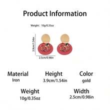 1對女性用彩色印花圓圈波西米亞復古耳環