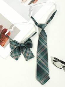 1pc Women's Preppy Style Bowknot Necktie, Suitable For School Uniform, Party, Daily Wear For Dress For Christmas Decor - 卡其色領結 - 查看 3