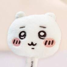 Miniso 1个柔软蓬松刺绣表情手持化妆镜，便携式小巧化妆镜，适合日常使用 - 白色 - 查看 4