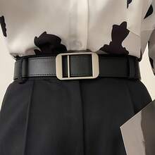 One-Piece No-Drill Unisex Belt Fashion Versatile Simple Belt Commuting RetroSuitable For Pants, Suit Pants, Trousers - màu đen - Xem 1