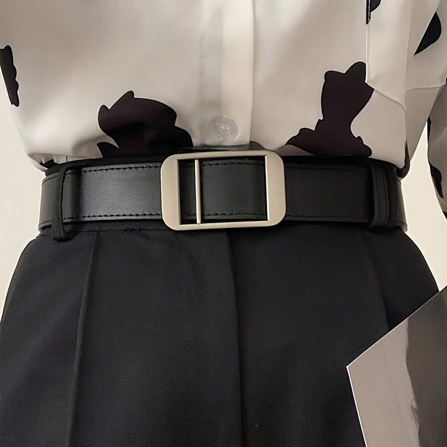 One-Piece No-Drill Unisex Belt Fashion Versatile Simple Belt Commuting RetroSuitable For Pants, Suit Pants, Trousers - màu đen - Xem 1