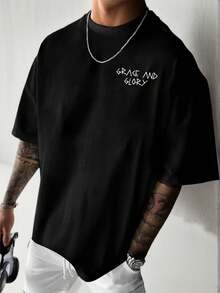 Zrgoth K-GLORY Men's Casual Street Minimalist Natural Landscape Print Short Sleeve T-Shirt - Black - View 3