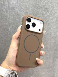 1 pieza Funda de teléfono de silicona líquida fluorescente brillante y lujosa compatible con iPhone 17 Air 16 15 14 13 12 17 Pro Max Plus, funda protectora de teléfono líquida magnética y suave - Marrón - Ver 3