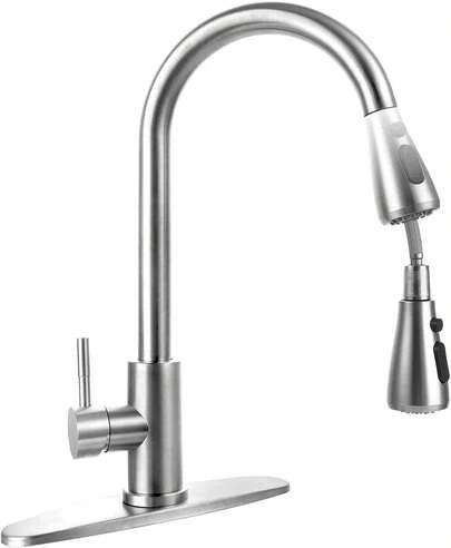 Stainless Steel 304 Kitchen Sink Faucet With Pull Down Spray Outdoor Kitchens Faucets Out Extension Utility Farmhouse For Sinks 1 Hole,Single Handle Rent Apartment Dorm