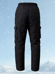 Men's Winter Cargo Pants With Pockets, For Daily Life, Work, Travel, Running, Leisure, Office, Fitness & Outdoor Wear - màu đen - Xem 3