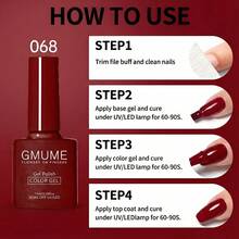 Classic Burgundy Red Gel Nail Polish 7.5ml - Deep Wine Red Soak Off UV LED Gel, Elegant Solid Color For Christmas & Daily Wear (No.061) - 棗紅 - 查看 10