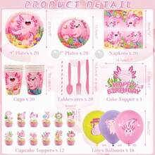 DPink Axolotl Birthday Party Decorations - Axolotl Party Plies Including Backdrop Plate Cake Topper Cup Napkin Balloon Tablecloth - Serves 20 - Hồng - Xem 2