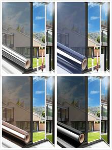 1 Roll One Way Window Film Daytime Privacy Window Tint For Home UV Blocking Mirror Film Non-Adhesive Static Cling Heat Control Reflective Glass Film For Home And Office - Multicolor - View 2