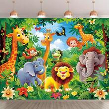 2D Flat The 1pc Cartoon Jungle Animal Wall Flag Multi-Functional Decoration Is Perfect For Weddings, Birthdays, Anniversaries, And Seasonal Festival Decorations Suitable For Both Indoor And Outdoor Use - 1PCS - View 2