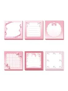 4pcs Cute Bow Sticky Notes, Pink, Adorable Bow Pattern, Can Be Used As Memo Pad, Notebook, Christmas Note, Desktop Accessory, Fun Notes. - Multicolor - View 10
