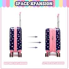 2pcs Girls Luggage Set, Including Playing Cards And 16-Inch Hard Shell Wheeled Carry-On Suitcase, Suitable For Girls Travel And Back To School Season, Meets Airline Regulations