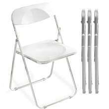 2-Piece/4-Piece/6-Piece Acrylic Folding Chair Sets, Stackable, Lightweight And Durable, Modern Armless Design, Suitable For Indoor/Outdoor Use, Perfect For Holiday Parties. - White - View 9