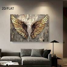 1Pc  2D/Flat Largesized Framed Canvas Wall Posters Decor Painting-12x18in(30x45cm) Four Sizes Available Golden Wings With Vintage Texture Earthy Tones Accentuate Muted Distressed Canvas Background Can Be Hung Directly New Year's Eve/New Year Celebrations Christian Gifts Valentine's Day Gifts Christmas Gifts Home Decor Living Room Bedroom Office Decor Interior Design Christmas Decrotions - Vàng - Xem 3