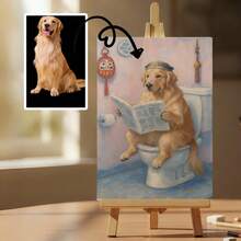 Custom Commemorative Pet Portrait - Personalized Digital Art - Gift For Parents Funny Black Pet Using The Toilet: Humorous Bathroom Wall Art - Multicolor - View 7