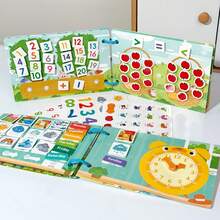 1本可重复使用的DIY趣味忙碌书，以天气和时间为主题的活动玩具，学习数字和字母，促进认知和逻辑发展 - 彩色 - 查看 2