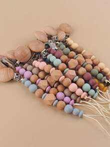 1pc Personalized Pacifier Clip, Customizable Baby Pacifier Clip, DIY Custom Name, Pacifier Chain - Friend Gift/Comfort Gift/Wood Chain Gift/Holiday Gift/Birthday Gift/New Year Gift/1st Birthday Gift, Super Cute, Sequin Colorful, Adorable, Kawaii Customized, Personalized, Unique, Custom, Ideal Gift For Him - Multicolor - View 4