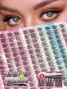 156 Clusters Of Self-Adhesive Eyelashes, Natural Makeup Look, DIY Eyelashes, Suitable For Daily Use, Japanese & Korean Cluster Eyelashes, Individual Lashes, False Eyelashes - C - View 4