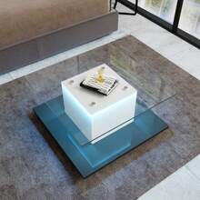 Coffee Table, High-Gloss Glass Coffee Table, Mobile Coffee Table With Swivel Casters