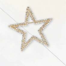 1枚水钻镂空星形胸针，优雅水钻装饰女士百搭配饰别针 - 五角星 - 查看 4