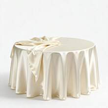 1Pc Elegant Wedding Tablecloth - 90 Inch Round Luxurious Satin Banquet Table Cover For Reception, Party, Hotel Event - Smooth Background Fabric For Decor