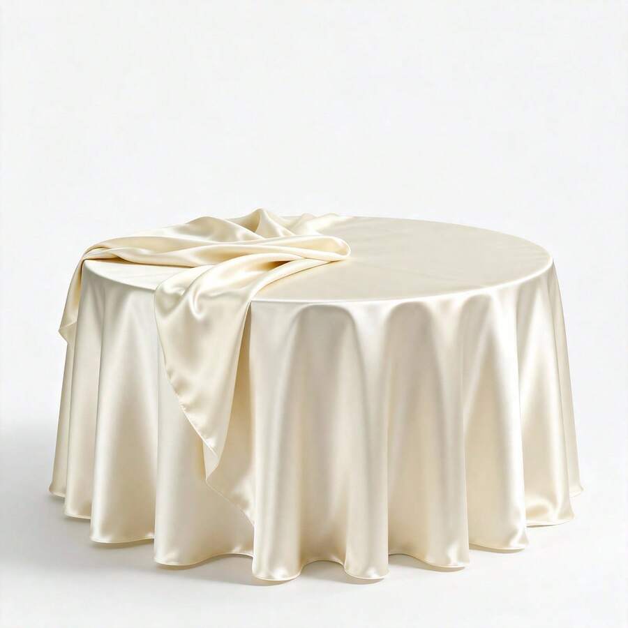 1Pc Elegant Wedding Tablecloth - 90 Inch Round Luxurious Satin Banquet Table Cover For Reception, Party, Hotel Event - Smooth Background Fabric For Decor