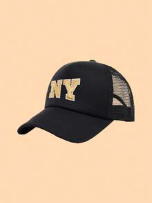 1顶儿童纽约亮片字母卡车司机帽，多种颜色可选，时尚个性化轻便透气遮阳网眼设计帽，适合作为生日和节日实用礼物，适合5-8岁男孩女孩，春夏日常、户外活动、学校搭配。 - 彩色 - 查看 16