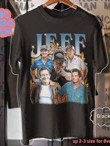 Vintage Jeff Probst T-Shirt 90s Retro Survivor Graphic Tee - màu đen - Xem 1