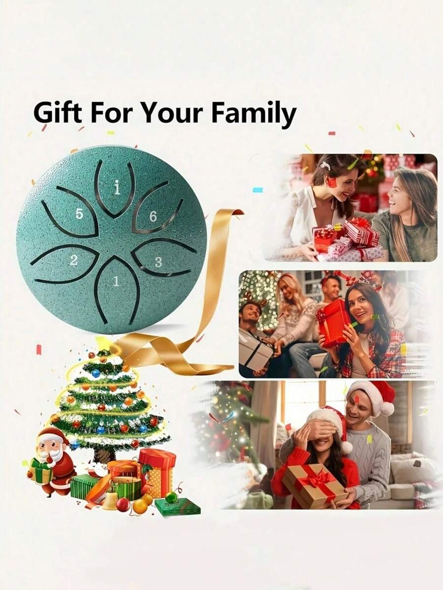 1pc Mini Steel Tongue Drum - 6 Notes, 3 Inch Steel Drum, Handpan, Musical Instrument. Includes Travel Bag, Mallet And Music Score. Ideal For Musicians. Available In Multiple Colors. - Multicolor - View 1