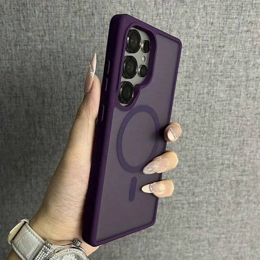 适用于三星 Galaxy A07 A17 S25 FE S24 S23 S22 S21 Ultra Plus A16 A56 A36 A55 A35 的磁吸无线充电保护壳，磨砂防震透明硬质后盖