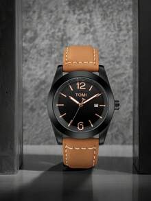 1pc TOMI Battery-Powered Men's Watch, High-Quality Leather Strap, Fashion Casual Watch Suitable For Daily Life, Father's Day, Valentine's Day, Christmas Gift - Multicolor - View 17