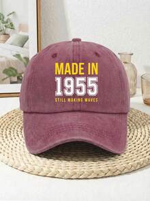 Casquette de baseball imprimée rétro "MADE IN 1955 Still Making Waves" - Casquette à bord incurvé ajustable unisexe, meilleur cadeau d'anniversaire/anniversaire pour les adultes nés en 1955, convient pour les promenades en extérieur et les rassemblements décontractés, la plage, les voyages - A - Voir 15