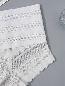 Women's Comfortable Lace Trim High Waist Compression Shapewear Panties - White - View 7