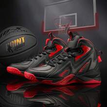 Giày bóng rổ mới, chống trơn trượt và bền bỉ, giày thể thao thường ngày, giày chạy bộ, giày bóng rổ cho thanh thiếu niên, phiên bản dành cho học sinh tập luyện chuyên nghiệp. - Đen và đỏ - Xem 5