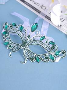 1pc Rhinestone Half Face Mask Women Masquerade Eye Mask Shiny Rhinestone Metal Mask For Party Prom Masquerade Ball Bridal Cosplay Events,Valentine's Day Costume - Multicolor - View 18