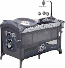 Embalaje y juegue Bañero portátil de bebé para dormir junto a la cama con puerta cremallera, mesa de cambio, ruedas de cierre, almacenamiento inferior y barra de juguetes para niños pequeños - Gris Oscuro - Ver 3