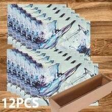 1/4/6/8/12 Stücke bunte bedruckte 2D-Muster Leinen waschbare Tischsets, schützende Tischsets für Innen-/Außengastronomie, geeignet für Feierlichkeiten, Küche