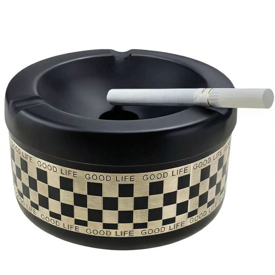 Covered Ashtray,Portable Windproof Metal Ashtray With Spinning Lid Cigarette Holder For Camping, Beach, Patio - Portable Receptacle For Indoor/Outdoor Use, Car, RV, BBQ Areas - Nhiều màu - Xem 1
