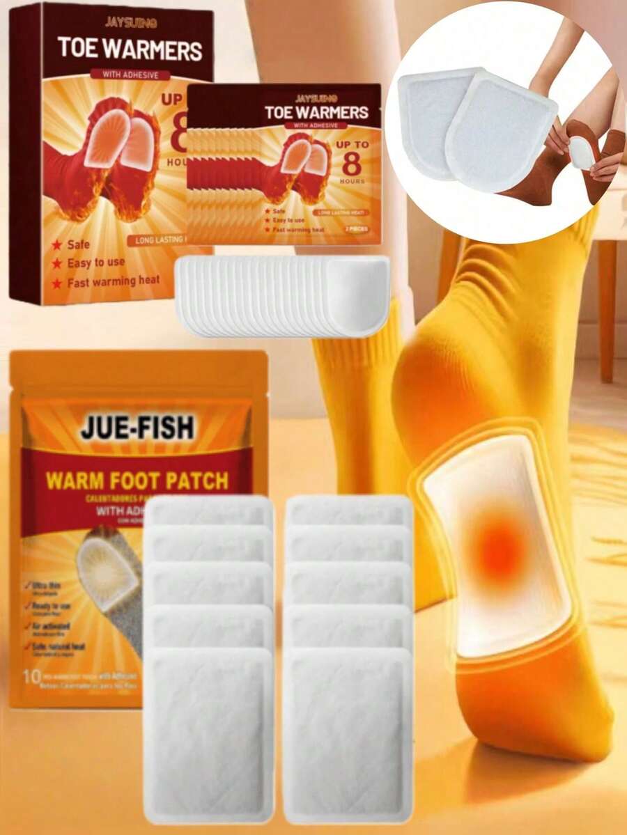 JAYSUING Upgraded Strong Foot Warmer Patch, Self-Heating, Portable And Easy To Use, Can Provide Warmth For Waist And Abdomen. Automatically Heats Up In Autumn And Winter, Convenient To Carry And Use Anytime, Anywhere. An Ideal Gift For Parents, Children, Friends And Family. Effective Against Cold, Long-Lasting Warmth. Portable Foot/Body/Hand Warmer Patch (Random Delivery Of New And Old Models)