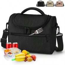 Lubardy Loncheras para Mujer Hombre, Bolsa de Almuerzo Aislada, Lonchera Termica Adultos Impermeable, Lonchera Térmica Almuerzos Portátil Lunchera para Picnic,Oficina,(Negro) - Multicolor - Ver 1