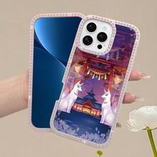 Beliebte Schutzhülle mit Wächtermuster, doppelseitige, diamantbesetzte, weiche Kante, harte Rückseite, transparente Hülle, geeignet für iPhone 17/16/15/14/13/12/11 Plus/Pro/Max/Pro Max - kreatives Modedesign für Männer und Frauen, Geschenk für Freunde - Pink - Übersicht 7