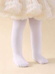 1 chiếc quần tất mỏng, co giãn cao, màu trắng dành cho bé gái, thích hợp mặc hàng ngày và khiêu vũ, phù hợp mọi mùa. - trắng - Xem 6